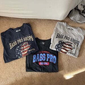 Bass Pro Shops mens set of 3 Graphic T-Shirts - Navy and Gray